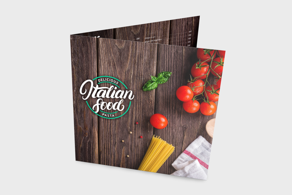 Carte de menu avec un pli central